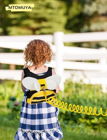 Toddler Harness with Anti Lost Wrist Link - 3-in-1 Baby Safety Leash Backpack, Adjustable Kids Walking Belt with Pocket,Child Locking Wristband for Boys & Girls for Outdoor Travel, Yellow Bee in Kuwait