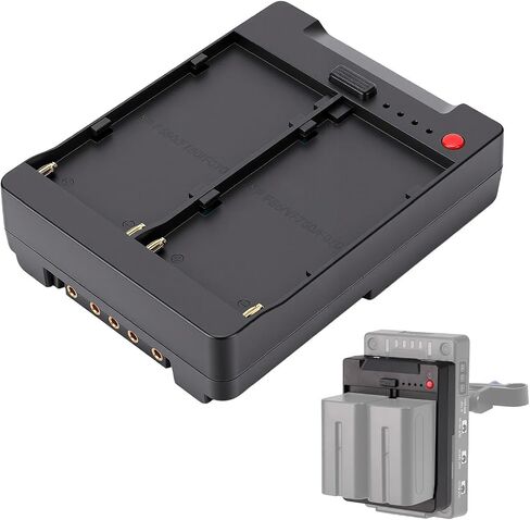 2 Channel NPF Battery Charging for F550 F750 F970 | Dual Slot, LED Indicator, V Mount Battery Adapter Plate with Type C, USB, DC Power Supply Interfaces in Kuwait
