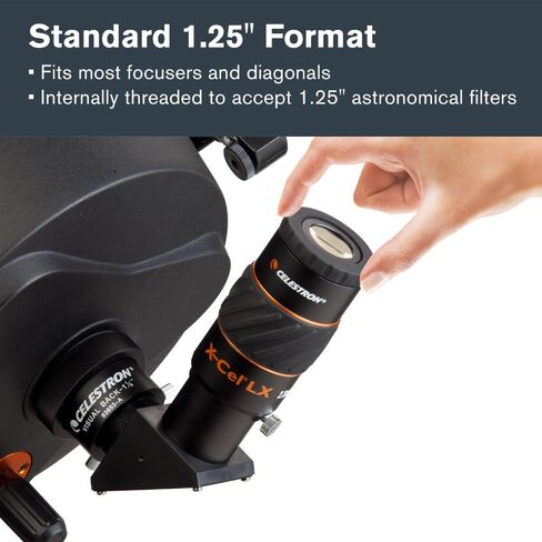 Celestron X-Cel LX 2.3mm Telescope Eyepiece for Extreme Planetary Power | Ultra High-Power Planetary Views, 60° Wide Field of View, Long Eye Relief, Twist-Up Eyecup, Fully Multi-Coated Optics in Kuwait
