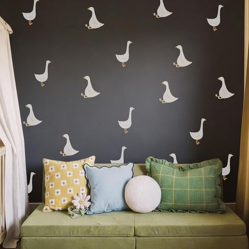 32pcs Nursery PVC Animal Wall Decals, Cute Geese Watercolor Wall Stickers, Little Silly Goose for Kids Bedroom Playroom Baby Room Classroom Decor in Kuwait