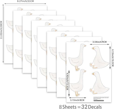32pcs Nursery PVC Animal Wall Decals, Cute Geese Watercolor Wall Stickers, Little Silly Goose for Kids Bedroom Playroom Baby Room Classroom Decor in Kuwait