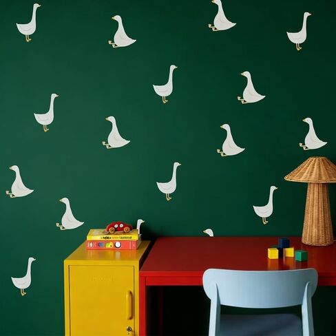 32pcs Nursery PVC Animal Wall Decals, Cute Geese Watercolor Wall Stickers, Little Silly Goose for Kids Bedroom Playroom Baby Room Classroom Decor in Kuwait