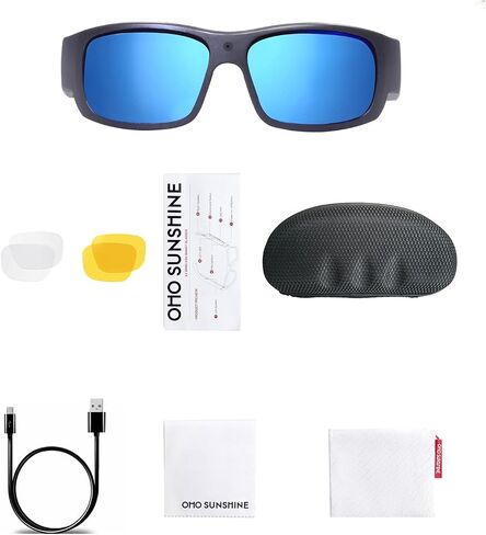 OhO Camera Sunglasses,Full HD 1080p Sports Cam Sunglasses with Polarized UV400 Protection Safety and Interchangeable Lens in Kuwait