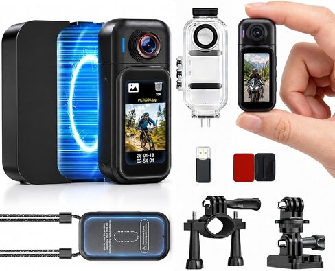 JETO Mini Wearable Body Camera 1080P, Magnetic Clip, Touch Screen, WiFi App, 64GB Kit in Kuwait