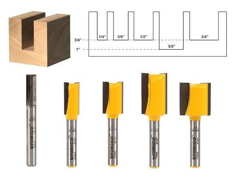 YONICO Router Bits Set Straight 5 Bit 1/4-Inch Shank 14522q in Kuwait