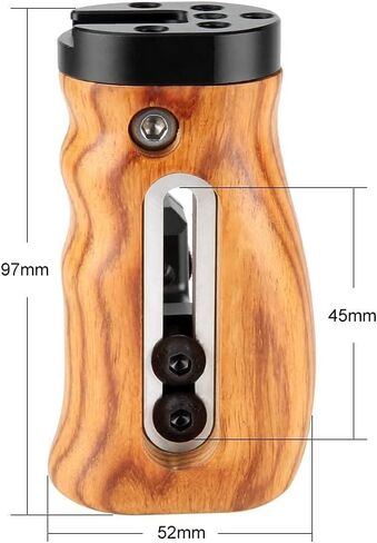 NICEYRIG Universal Side Wooden Handle Handgrip with Cold Shoe for DSLR Cage | with 1/4''-20 Threaded Holes Up and Down Adjustable Left Right Hand in Kuwait
