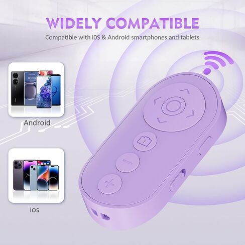 Wireless Camera Remote Control with Zoom in/Out for iPhone & Android, Versatile Shutter with Front/Rear Camera Switch,Remote for TikTok Video & Photo, Vlogging Accessories,Purple 2pcs in Kuwait