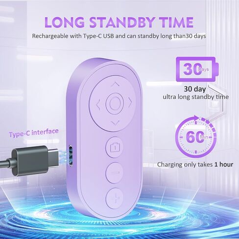 Wireless Camera Remote Control with Zoom in/Out for iPhone & Android, Versatile Shutter with Front/Rear Camera Switch,Remote for TikTok Video & Photo, Vlogging Accessories,Purple 2pcs in Kuwait
