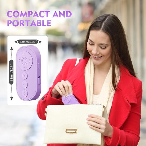 Wireless Camera Remote Control with Zoom in/Out for iPhone & Android, Versatile Shutter with Front/Rear Camera Switch,Remote for TikTok Video & Photo, Vlogging Accessories,Purple 2pcs in Kuwait