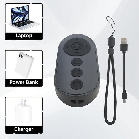 Upgraded Wireless Camera Remote Control with Zoom for iPhone & Android, Versatile Shutter with Front/Rear Camera Switch for Photo & Video, Smartphone Remote Clicker for Ti*kTok (Black) in Kuwait