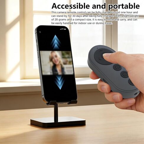 Upgraded Wireless Camera Remote Control with Zoom for iPhone & Android, Versatile Shutter with Front/Rear Camera Switch for Photo & Video, Smartphone Remote Clicker for Ti*kTok (Black) in Kuwait