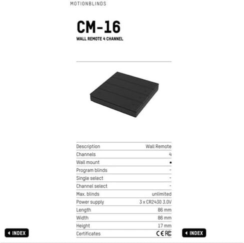 Coulisse Wall Switch Radio Remote Design 4 Channel Remote Control for Window Shade Motors (CM-16-BK) in Kuwait