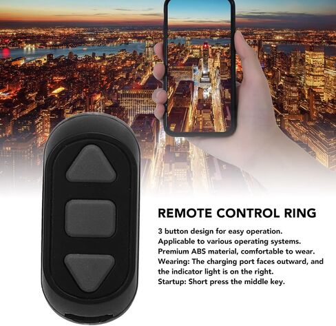 Bluetooth Remote Control Page Turner, Phone Remote Control Ring, Click Like Selfie Device for Phone Novel Watch TV Turn Page Remote Controller for iOS, for Android (Black) in Kuwait