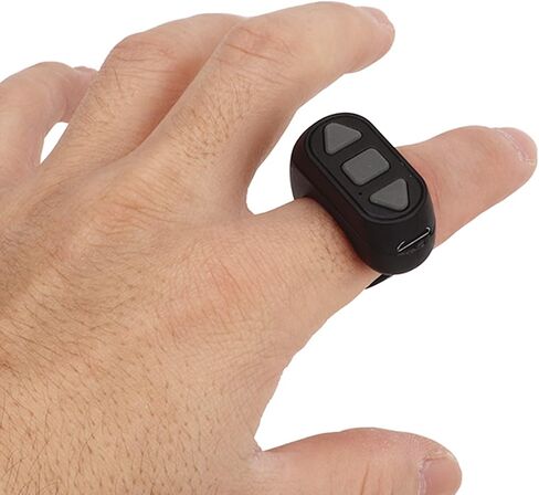 Bluetooth Remote Control Page Turner, Phone Remote Control Ring, Click Like Selfie Device for Phone Novel Watch TV Turn Page Remote Controller for iOS, for Android (Black) in Kuwait