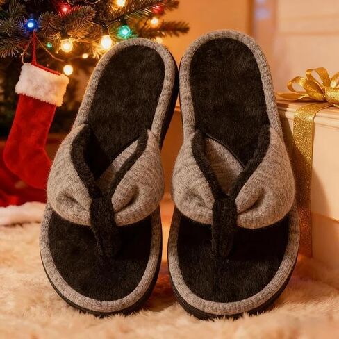 Wishcotton Women's Adjustable Memory Foam Flip Flop Slippers Cozy Lightweight Open Toe House Shoes, Grey, 7-8 Women | Ladies Indoor Slippers Summer Lightweight Open Toe House Sandals in Kuwait