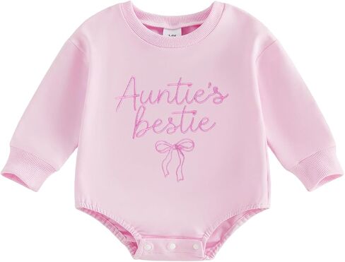 Infant Baby Girl Long Sleeve Romper Sweatshirt Crewneck Pullover Letter Bow Embroidery Fall Winter Clothes in Kuwait