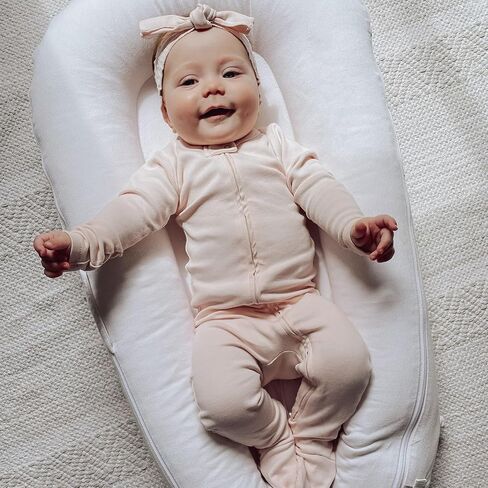 Organic 2-Way Zipper Footie in Blush in Kuwait