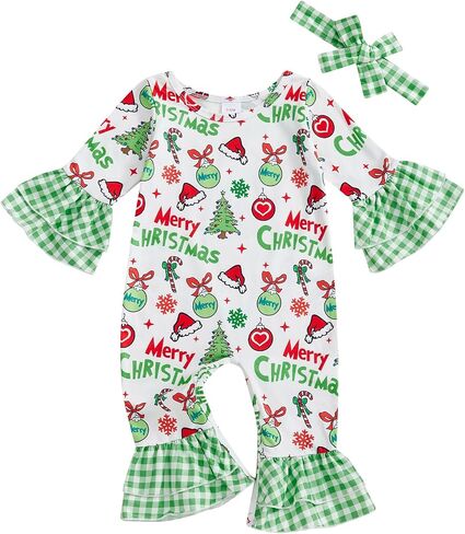 My First Christmas Baby Girl Outfit Newborn Merry Christmas Onesie Santa Hat Romper Jumpsuit Infant Xmas Clothes in Kuwait