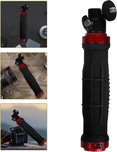FRCOLOR Video Camera Handle Grip Stabilizer with 1/4" Screw Mount and LED Light for DSLR and Phone, Multifunctional Handheld Gimbal for Travel and Professional Filming, Black in Kuwait