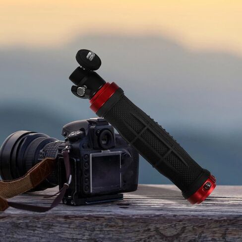FRCOLOR Video Camera Handle Grip Stabilizer with 1/4" Screw Mount and LED Light for DSLR and Phone, Multifunctional Handheld Gimbal for Travel and Professional Filming, Black in Kuwait