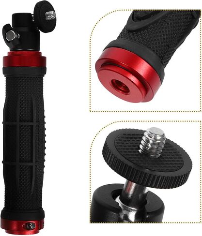 FRCOLOR Video Camera Handle Grip Stabilizer with 1/4" Screw Mount and LED Light for DSLR and Phone, Multifunctional Handheld Gimbal for Travel and Professional Filming, Black in Kuwait