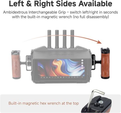 Accsoon Side Handle Handgrip for CineView M7H Pro/M7 Pro/M7 Camera Monitor with 1/4"-20 Threaded Holes, 35mm Up and Down Adjustable Reversible Grip for Monitor/Smartphone/iPad/Tablet/DSLR Cage-1 Pair in Kuwait