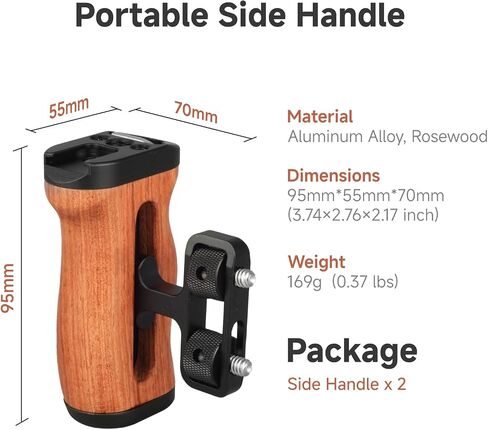 Accsoon Side Handle Handgrip for CineView M7H Pro/M7 Pro/M7 Camera Monitor with 1/4"-20 Threaded Holes, 35mm Up and Down Adjustable Reversible Grip for Monitor/Smartphone/iPad/Tablet/DSLR Cage-1 Pair in Kuwait