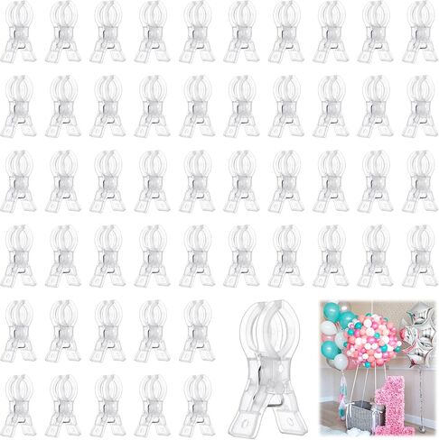 50 Pcs Balloon Arch Clips, Spring Balloon Clips for Backdrop, 3.5 Inch Clear Plastic Clamps for Balloons Arch, Heavy Duty Reusable Party Decor Supplies for Wedding Birthday in Kuwait