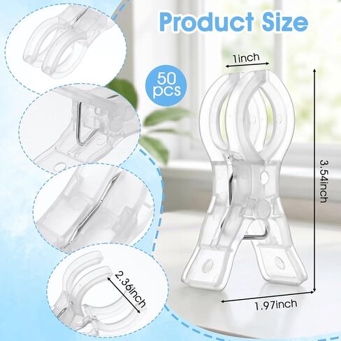 50 Pcs Balloon Arch Clips, Spring Balloon Clips for Backdrop, 3.5 Inch Clear Plastic Clamps for Balloons Arch, Heavy Duty Reusable Party Decor Supplies for Wedding Birthday in Kuwait
