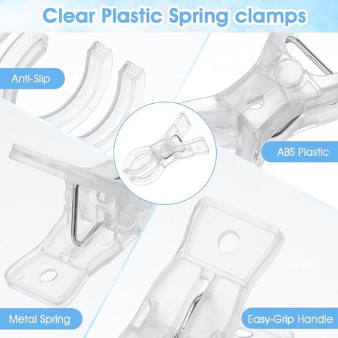 50 Pcs Balloon Arch Clips, Spring Balloon Clips for Backdrop, 3.5 Inch Clear Plastic Clamps for Balloons Arch, Heavy Duty Reusable Party Decor Supplies for Wedding Birthday in Kuwait