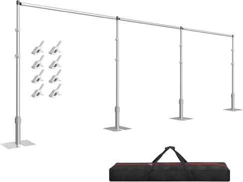 EMART Backdrop Stand Heavy Duty 12ftx30ft, Adjustable Pipe and Drape Photo Background Support Kit, Metal Frame with Flat Base for Wedding Birthday Party Banquet Decorations | Photography Backdrop Stand for Wedding Birthday Party Banquet Decorations with A in Kuwait