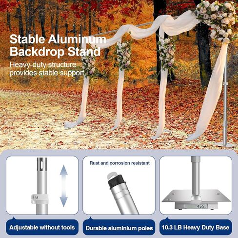 EMART Backdrop Stand Heavy Duty 12ftx30ft, Adjustable Pipe and Drape Photo Background Support Kit, Metal Frame with Flat Base for Wedding Birthday Party Banquet Decorations | Photography Backdrop Stand for Wedding Birthday Party Banquet Decorations with A in Kuwait