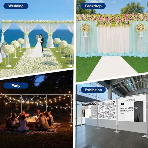 EMART Backdrop Stand Heavy Duty 12ftx30ft, Adjustable Pipe and Drape Photo Background Support Kit, Metal Frame with Flat Base for Wedding Birthday Party Banquet Decorations | Photography Backdrop Stand for Wedding Birthday Party Banquet Decorations with A in Kuwait