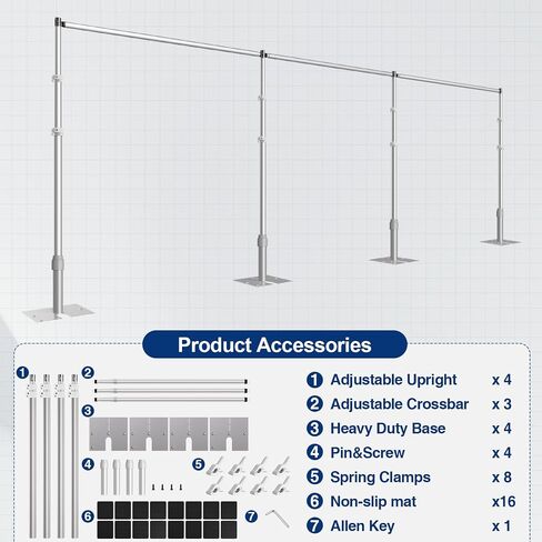EMART Backdrop Stand Heavy Duty 12ftx30ft, Adjustable Pipe and Drape Photo Background Support Kit, Metal Frame with Flat Base for Wedding Birthday Party Banquet Decorations | Photography Backdrop Stand for Wedding Birthday Party Banquet Decorations with A in Kuwait