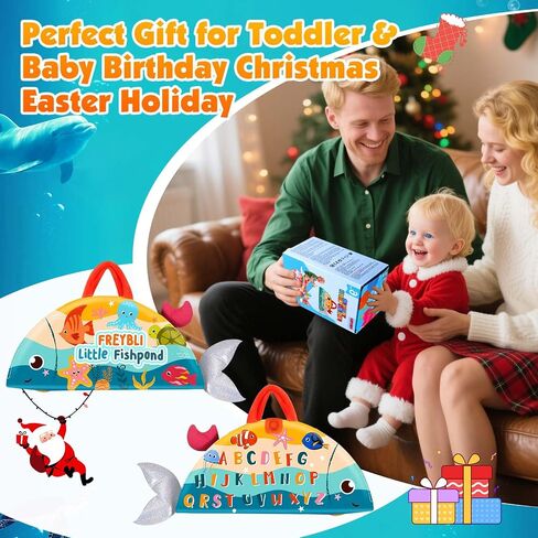 Montessori Toys for 1 Year Old Boy Birthday Gift - Cloth Fishing Game | Fishing Toys with Stacking Cups, Educational Toys for One Year Old, Sorting Learning Baby Toy 12-18 Months 1-2 Year Old in Kuwait