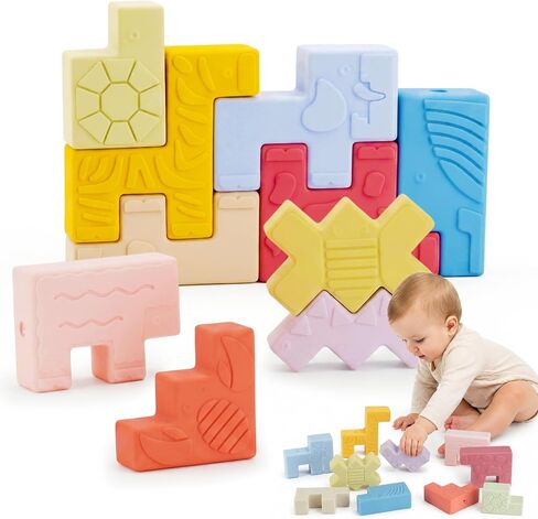 Baby Blocks – Montessori Baby Toys for 6-12 Months 10 Soft & Soft Teething Toy, Shapes, Colors, Animals - One Two Squeeze, Easter Basket Stuffers Toys for 1 2 Year Old Birthday Gifts in Kuwait