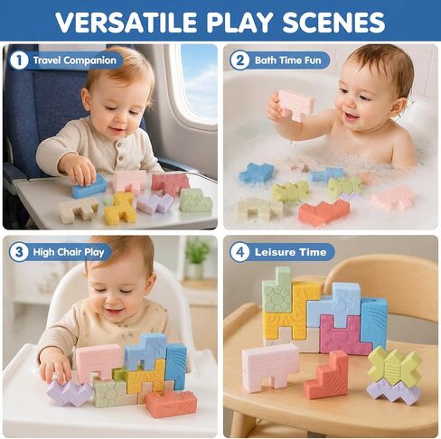 Baby Blocks – Montessori Baby Toys for 6-12 Months 10 Soft & Soft Teething Toy, Shapes, Colors, Animals - One Two Squeeze, Easter Basket Stuffers Toys for 1 2 Year Old Birthday Gifts in Kuwait