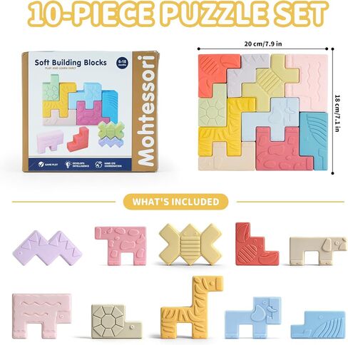 Baby Blocks – Montessori Baby Toys for 6-12 Months 10 Soft & Soft Teething Toy, Shapes, Colors, Animals - One Two Squeeze, Easter Basket Stuffers Toys for 1 2 Year Old Birthday Gifts in Kuwait
