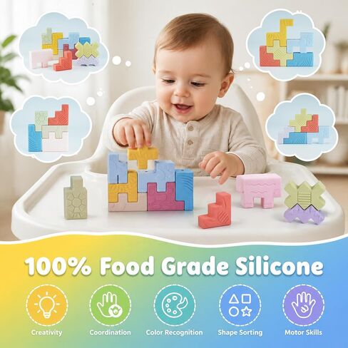 Baby Blocks – Montessori Baby Toys for 6-12 Months 10 Soft & Soft Teething Toy, Shapes, Colors, Animals - One Two Squeeze, Easter Basket Stuffers Toys for 1 2 Year Old Birthday Gifts in Kuwait