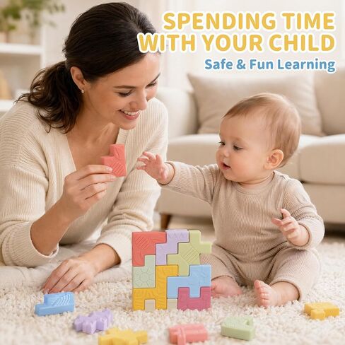 Baby Blocks – Montessori Baby Toys for 6-12 Months 10 Soft & Soft Teething Toy, Shapes, Colors, Animals - One Two Squeeze, Easter Basket Stuffers Toys for 1 2 Year Old Birthday Gifts in Kuwait