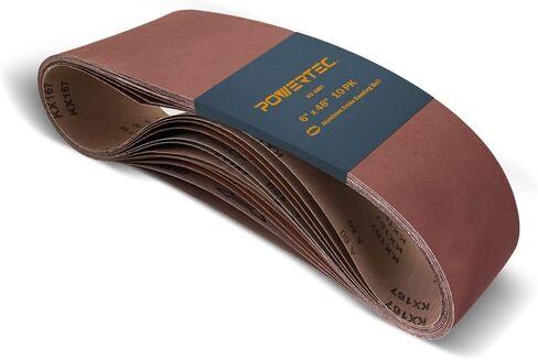 POWERTEC 6 x 48 Inch Sanding Belts, 120 Grit Aluminum Oxide Belt Sander Sanding Belt for Bench Belt Sander, Wood & Paint Sanding, Metal Polishing, 10PK (110210) in Kuwait