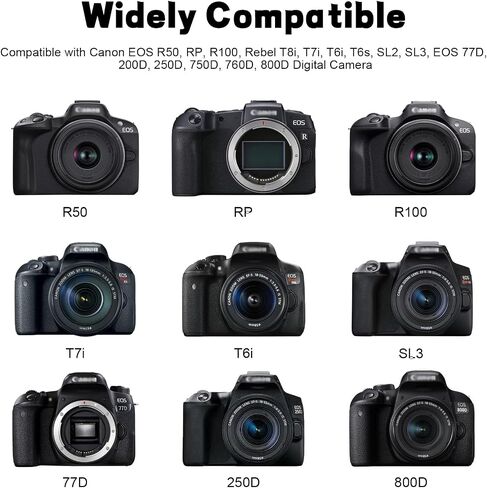 Replacement LP-E17 Battery Charger for Canon EOS R50, RP, R100, Rebel T8i | LP-E17 Charging Set Compatible with Canon Rebel T8i, T7i, T6i, T6s, SL2, SL3, EOS 77D, 200D, 250D, 750D, 760D, 800D Camera in Kuwait