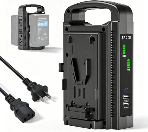 V-Mount Battery Charger/V Lock Battery Fast Charger, Dual Channel V-Mount/V Lock Battery Charger BP-2CH - Compatible with 14.4V/14.8V V-Mount & V-Lock Batteries (Battery Not Included) in Kuwait