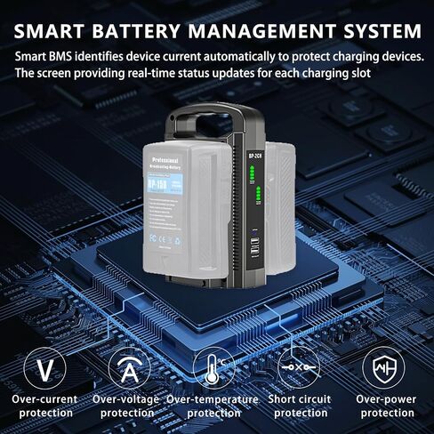 V-Mount Battery Charger/V Lock Battery Fast Charger, Dual Channel V-Mount/V Lock Battery Charger BP-2CH - Compatible with 14.4V/14.8V V-Mount & V-Lock Batteries (Battery Not Included) in Kuwait