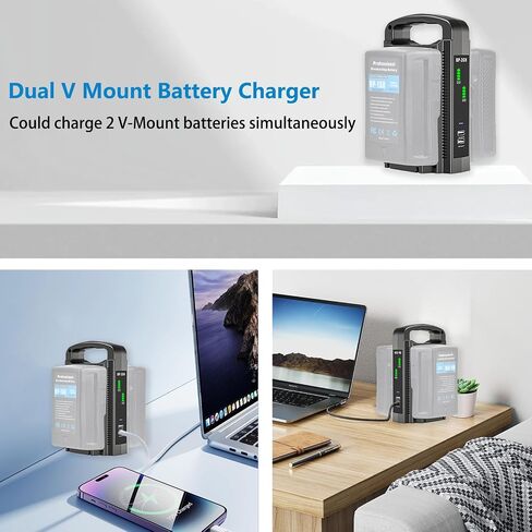 V-Mount Battery Charger/V Lock Battery Fast Charger, Dual Channel V-Mount/V Lock Battery Charger BP-2CH - Compatible with 14.4V/14.8V V-Mount & V-Lock Batteries (Battery Not Included) in Kuwait