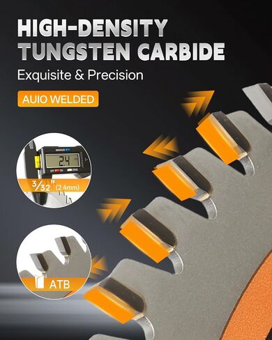 COMOWARE 10 inch Miter Saws Blade, 32T & 60T ATB Circular Saw Blade, 5/8" Arbor, TCT Carbide-Tipped, Anti-Vibration, Teflon Anti-Stick, Miter Saws Blades for Wood, Laminate, Plywood & Hardwoods in Saudi Arabia
