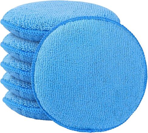 GLIMGLINT Microfiber Wax Applicator Pads, 5 Inch Round Foam Buffing & Detailing Polishing Pads, Reusable Car Wax Applicator for Car Cleaning, Waxing & Fine Polishing, 6 Pack in Kuwait
