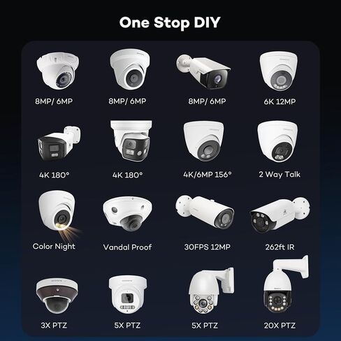 ONWOTE 4K 8MP PoE IP Security CCTV Camera, Capture Video Audio,Bullet White | 8 Megapixels, IR Night, Commercial Wired 134° Camera, Home/Business, Indoor/Outdoor, AI Detection, Only Work with ONWOTE NVRs in Kuwait
