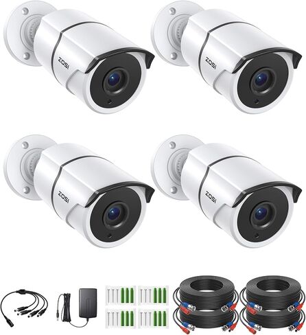 ZOSI 4PACK 1920TVL 1080P HD TVI Security Cameras 120ft Night Vision CCTV Cameras Home Security Day/Night Waterproof Camera for 720P,1080P,5MP,4K HD-TVI Analog DVR Systems in Kuwait
