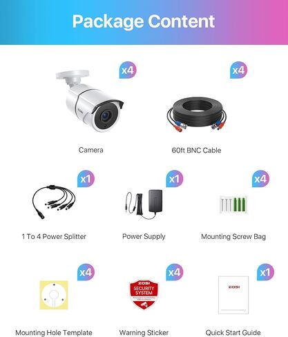 ZOSI 4PACK 1920TVL 1080P HD TVI Security Cameras 120ft Night Vision CCTV Cameras Home Security Day/Night Waterproof Camera for 720P,1080P,5MP,4K HD-TVI Analog DVR Systems in Kuwait